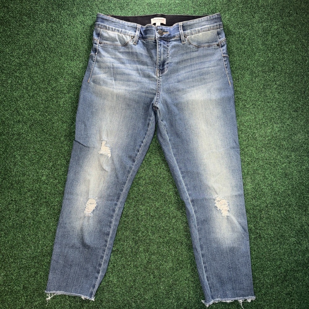 Juicy Couture Jeans Womens Size 10W 21.5L Ankle Length Distressed Jeans